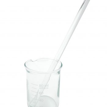 Glass stirring rod in beaker. For mixing ingredients.